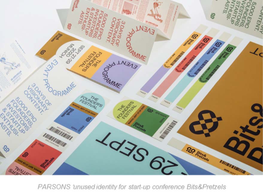 Parsons' unused identity for start-up conference Bits&Pretzels