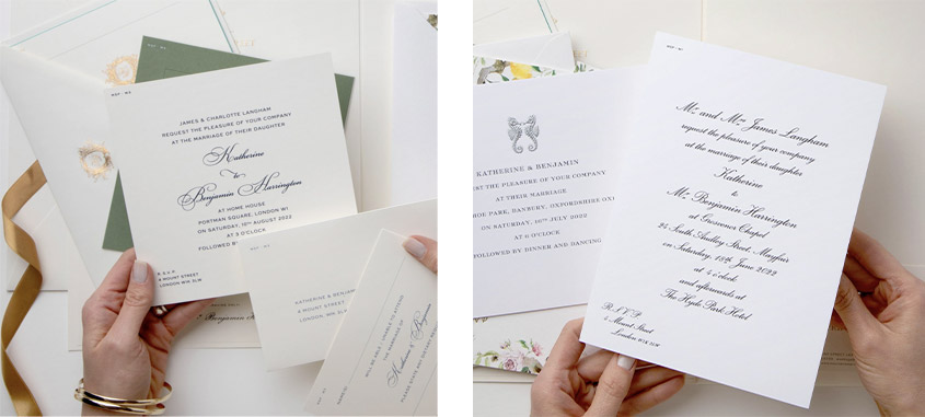 Traditional Wedding Invitation design by Mount Street Printers