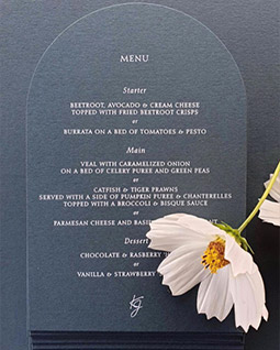 Wedding Menu on Keaykolour Blue