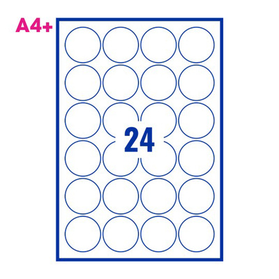 PCL 51mm White Round Label 24 Per Sheet