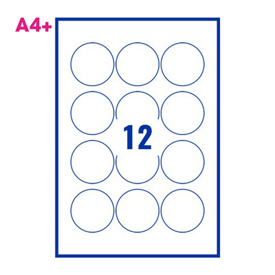 PCL 69mm White Round Labels 12 per Sheet