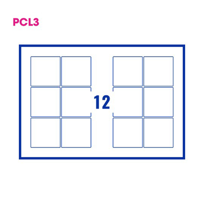PCL3 Labels 8080 80x80mm 12 Labels per Sheet