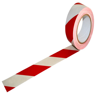 Red & White PVC Solvent Warning Tape 48mm x 33m Box of 24 Rolls
