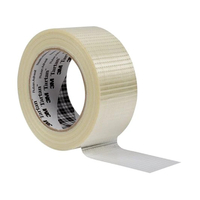 3M Clear Polypropylene 125 Micron Solvent Cross Weave Filament Tape 50mm x 50m Box of 18 Rolls