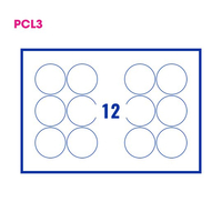 PCL3 Labels 76 76mm 12 Labels per Sheet